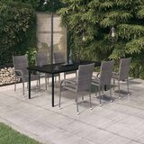 7-dijelni vrtni blagovaonski set sivo-crni Siva Dužina stola 200 cm | shoptok.hr