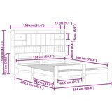  Knjižna postelja brez vzmetnice vošč. rjava 150x200 cm borovina, (21607458) | Shoptok.si