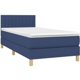  Krevet box spring s madracem LED plavi 90x200 cm od tkanine | shoptok.hr