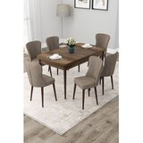 Hanah home trpezarijski set Due, sto na razvlačenje i 6 stolica, ploča u dekoru drveta Baroque, kapućino tkanina Babyface | Eponuda.com
