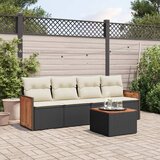 Maison Chic Seti vrtnega pohištva - Vrtna garnitura - Vrtni pohištvo set 5-delna z blazinami črn poli ratan, (21817535) | Shoptok.si