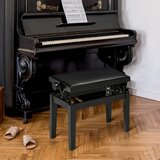  Klupa za klavir stolac podesiva visina umjetna koža i kaučukovo drvo crna 63x33x56 cm | shoptok.hr