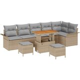 vidaXL Vrtna sedežna garnitura z blazino 9 pcs Bež in svetlo siva, (5000135883) | Shoptok.si