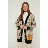 Trendyol Beige V Neck Cat Patterned Knitwear Cardigan Cijene