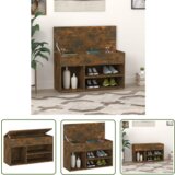 The Living Store Klop za čevlje dimljeni hrast 80x30x45 cm konstruiran les - Klop Za Čevlje, (21744660) | Shoptok.si