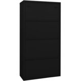  Uredski ormarić crni 90 x 40 x 180 cm čelik i kaljeno staklo | shoptok.hr