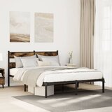vidaXL Kovinski posteljni okvir brez vzmetnice dimljen hrast 140x200cm Cene