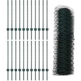  Ograda postovi 11 kom U-kanal Zelena 80 cm Čelik šesterokutna ograda Zelena 0 8x50 m Čelik | shoptok.hr