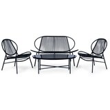 Modern Home baštenska garnitura od ratana metalne stolice klupa i crni sto | ePonuda.com