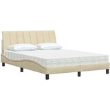 vidaXL Postelja z vzmetnico krem 120x200 cm blago | Shoptok.si