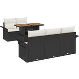  Set vrtnog kauča od 6 dijelova s jastučićima crni Ratan Acacia | shoptok.hr