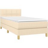  Box spring postelja z vzmetnico LED krem 80x200 cm blago, (20894288) | Shoptok.si