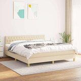  Box spring postelja z vzmetnico krem 180x200 cm blago Cene