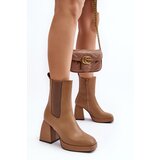 Boto Massive Heel Ankle Boots Beige Ironna | Shoptok.si