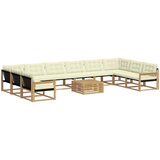 vidaXL Zunanja garnitura za sedenje z blazino 11 pcs Bela in krem, (5000280838) | Shoptok.si