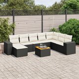 vidaXL 9-dijelni set vrtnih sofa s jastucima crni od poliratana | shoptok.hr
