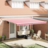 vidaXL Avtomatska retraktibilna tenda z LED rdeča in bela črta 450x300 cm Cene