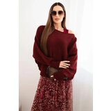 Kesi Włoski Women's set with a wool sweater and a viscose dress burgundy Cijene