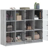 Regal za knjige s vratima siva boja hrasta 136x37x109 cm drveni | shoptok.hr