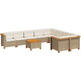 Maison Chic Seti vrtnega pohištva - Vrtna garnitura - Vrtni pohištvo set 10-delna z blazinami bež poli ratan, (21819430) | Shoptok.si