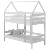 Molarem Home Drveni dječji krevet na kat Domek - bijeli - 180x80 cm - Bez ladice | shoptok.hr