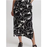 Fransa White and Black Ladies Patterned Midi Skirt - Ladies