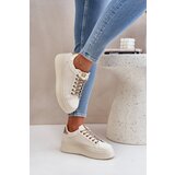 PS1 Platform Sneakers With Decorative Laces Beige Fonetha | Shoptok.si