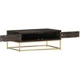 vidaXL klubska mizica črna in zlata 90x50x35 cm trden mangov les | Shoptok.si