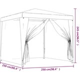 Šator za zabave s 4 mrežasta bočna zida antracit 2,5x2,5 m HDPE | shoptok.hr