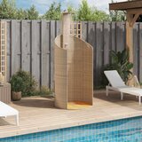 vidaXL Vanjski tuš sivi 100x100x241 5 cm poliratana i bagremovog drva | shoptok.hr
