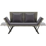 vidaXL Vrtna klop z blazinami siva 176 cm poli ratan | Shoptok.si