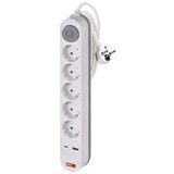  Podaljšek 3 m / 5 vtičnice / s stikalom / beli / 1× USB-A + 1× USB-C / 1,5 mm2 | Shoptok.si