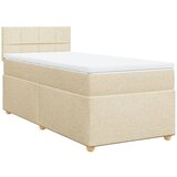 vidaXL Box spring postelja z vzmetnico krem 100x200 cm blago, (21291489) | Shoptok.si