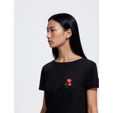 Reserved Pamučna majica kratkih rukava s vezom - crno | shoptok.hr