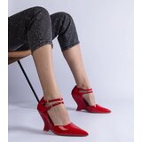 Gemre Red patent wedge pumps with buckles Vizario | Eponuda.ba