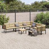 vidaXL 7-dijelni set vrtnih sofa s jastucima čelik obložen prahom crni Cijene