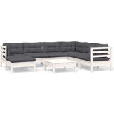Maison Chic Seti vrtnega pohištva - Vrtna garnitura - Vrtni pohištvo set 8-delna z blazinami bela trdna borovina, (21800450) | Shoptok.si
