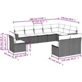 10-dijelni set vrtnih sofa s jastucima crni od poliratana | shoptok.hr