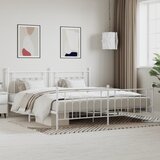 Metalni okvir kreveta uzglavlje i podnožje bijeli 200x200 cm | shoptok.hr