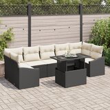 vidaXL 8-delni vrtni sofa set z blazinami črn poli ratan Cene