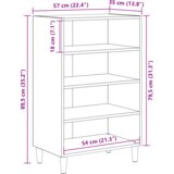vidaXL Strani šal s polico Črni hrast 57 x 35 x 90 cm Konstruiran les | Shoptok.si