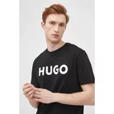 Hugo Bombažna kratka majica črna barva