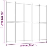 Sobna pregrada s 5 panela smeđa 250x220 cm od tkanine | Shoptok.si