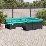  11-dijelni vrtni set s jastucima crni poliratan - Crna i plava 1 | shoptok.hr