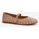 Boto Embellished Ballerinas With Strap Eco Suede Beige Tirilissa | shoptok.hr