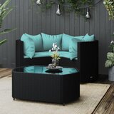 Maison Chic Seti vrtnega pohištva - Vrtna garnitura - Vrtni pohištvo set 4-delna z blazinami črn poli ratan, (21811512) | Shoptok.si