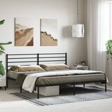 vidaXL Kovinski posteljni okvir z vzglavjem črn 180x200 cm Cene