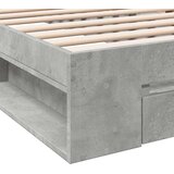 vidaXL Posteljni okvir s predalom beton. siv 90x190 cm inženirski les | Shoptok.si