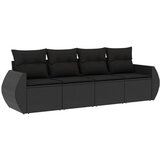 Maison Chic Seti vrtnega pohištva - Vrtna garnitura - Vrtni pohištvo set 4-delna z blazinami črna poli ratan, (21815164) | Shoptok.si