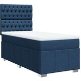 vidaXL Box spring postelja z vzmetnico modra 90x200 cm blago | Shoptok.si